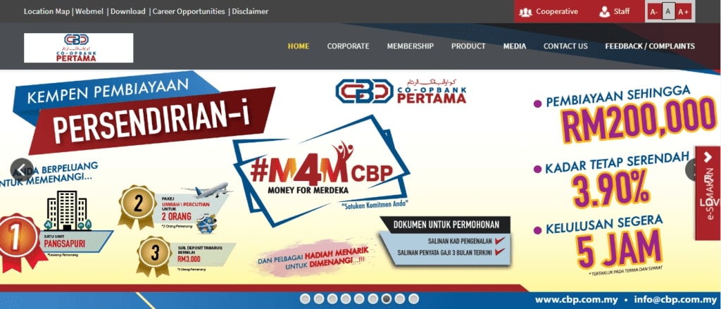 Co-op Bank Pertama's Homepage