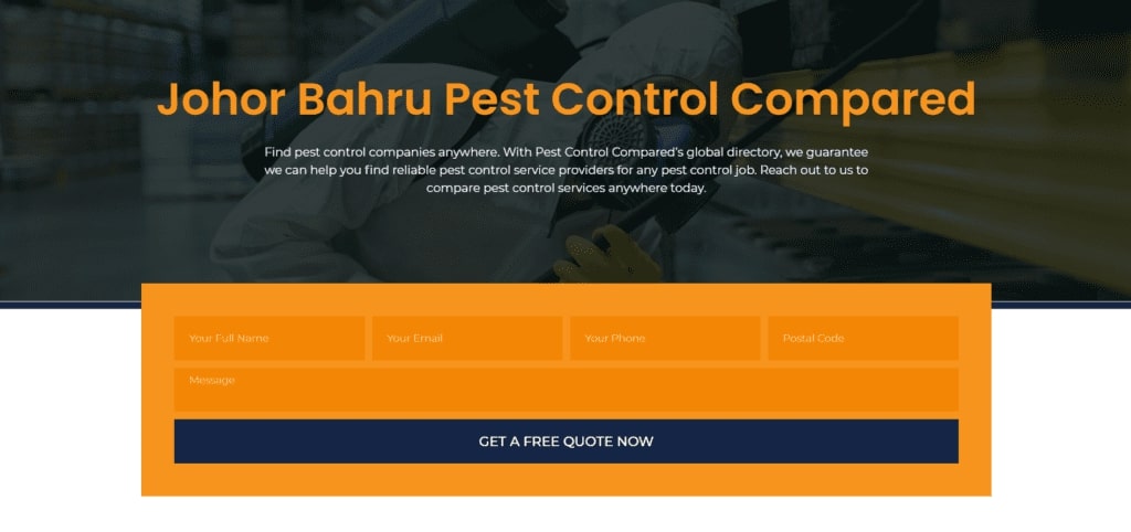 Pest Control Compared's homepage