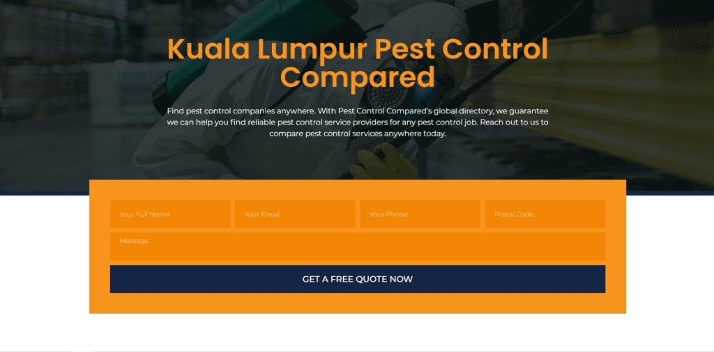 Pest Control Compared's homepage