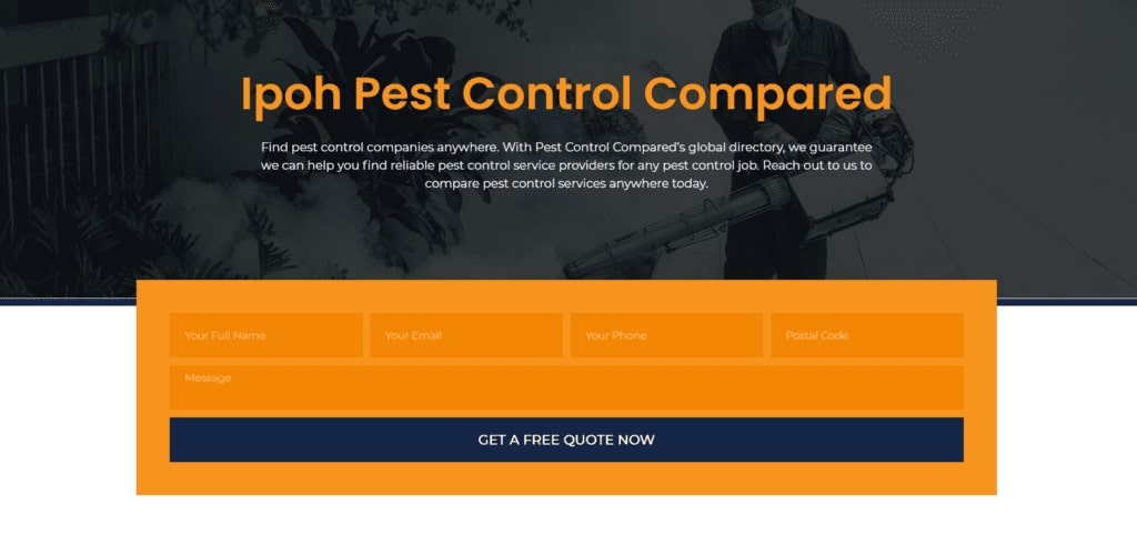 Pest Control Compared's homepage