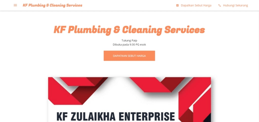 KF Plumbing & Cleaning Services' Homepage