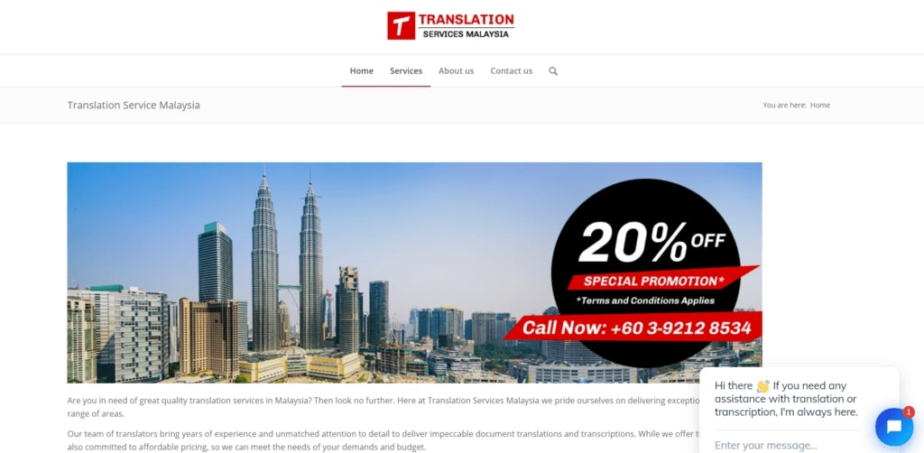 Translation Services Malaysia's homepage