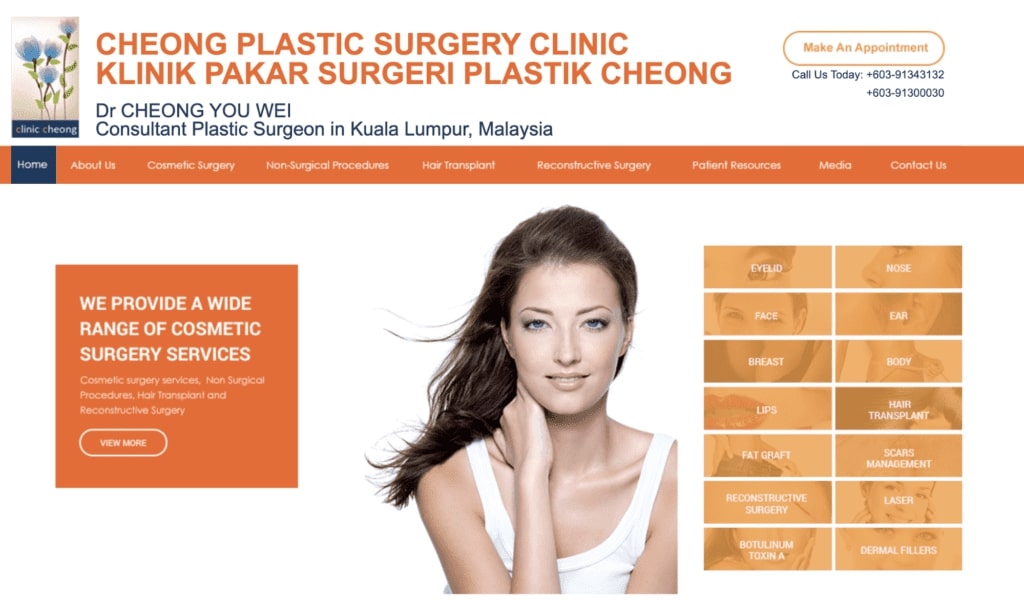 Cheong Plastic Surgery Clinic's Homepage