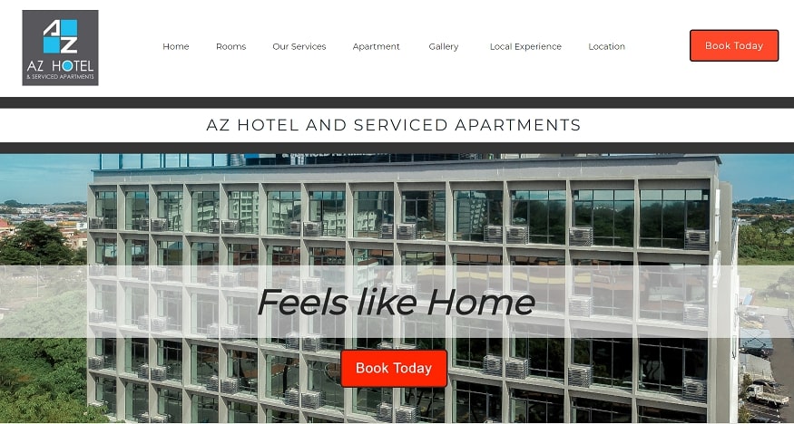 AZ Hotel & Serviced Apartments' homepage