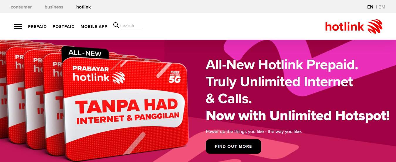 Hotlink Prepaid Unlimited RM35's Homepage