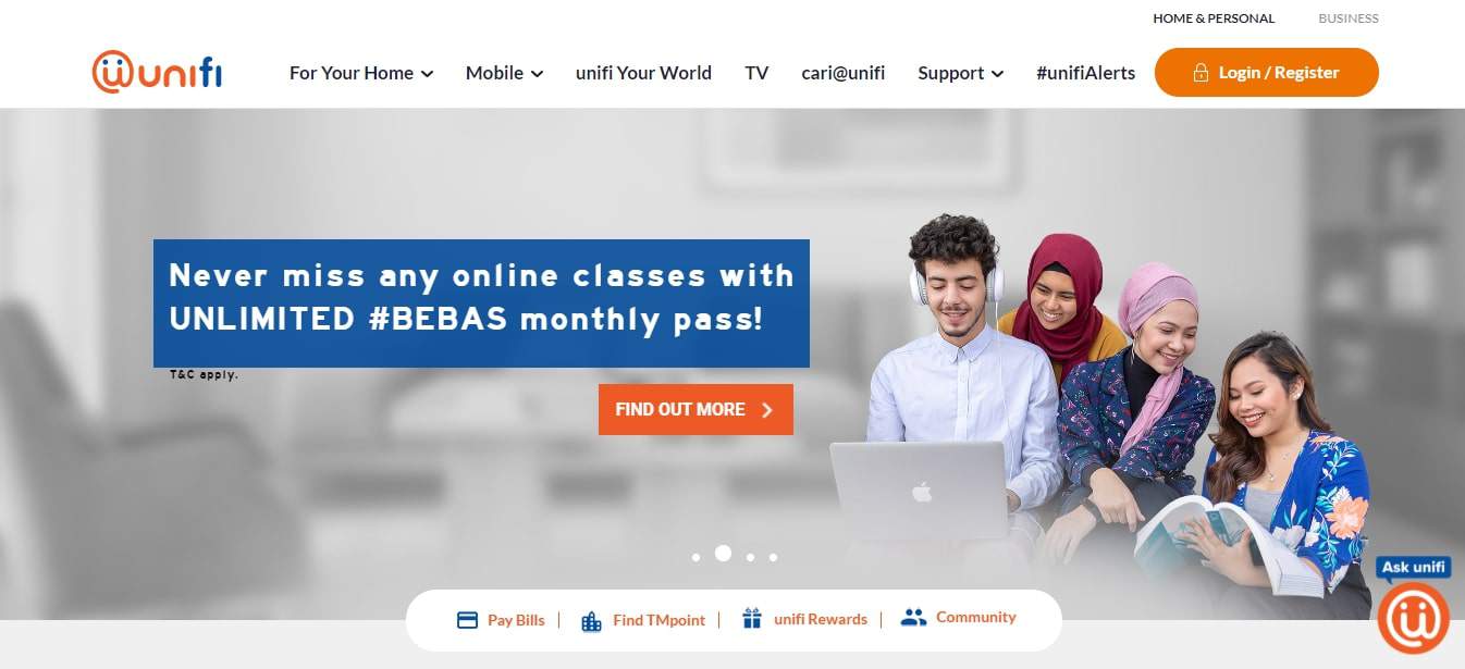 Unifi Bebas Mobile Prepaid's Homepage