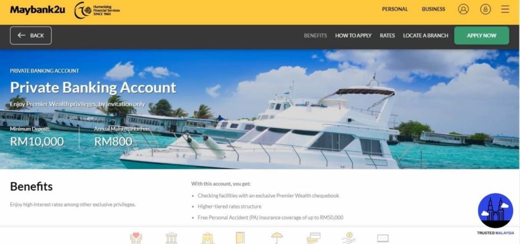 Maybank Private Banking Account's Homepage