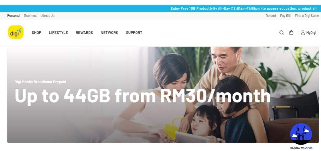 Digi Broadband 30 Prepaid's Homepage