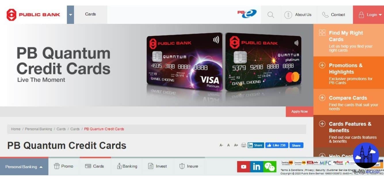 PB Visa Signature Credit Card's Homepage