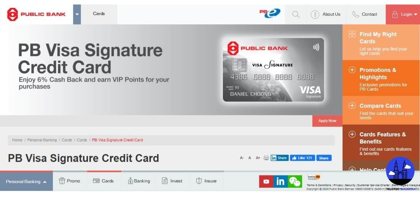 PB Quantum Credit Cards' Homepage