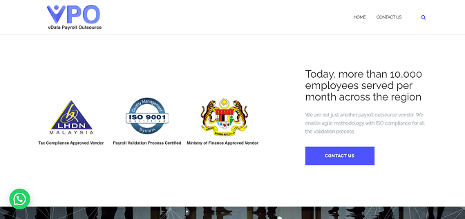 vData Payroll Outsource's Homepage