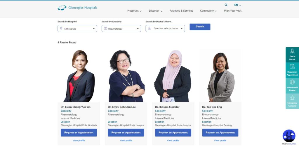 Gleneagles Hospital's Homepage