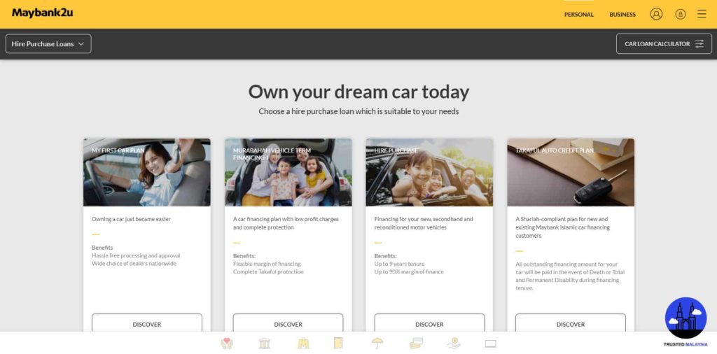 Maybank Hire Purchase Loans' Homepage