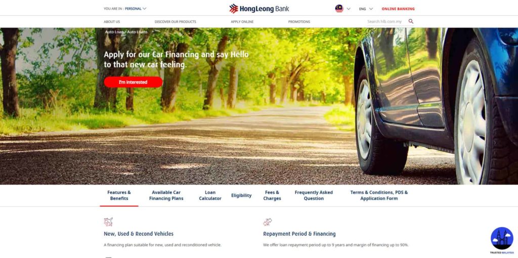 Hong Leong Bank Auto Loan's Homepage