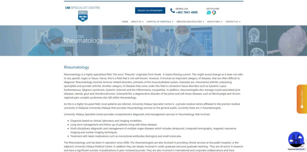 UM Specialist Centre's Homepage