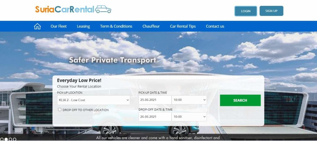 Suria Car Rental's Homepage