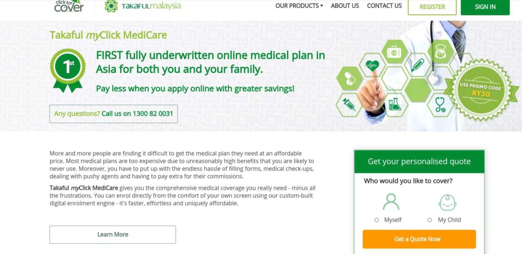 Takaful myClick MediCare Medical Card's Homepage