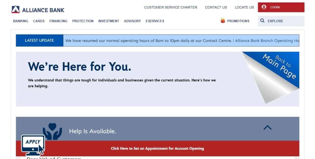 Alliance Bank Malaysia's Homepage