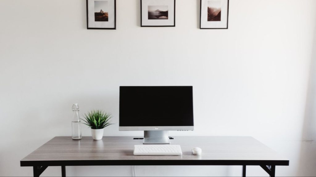 Table with a computer setup