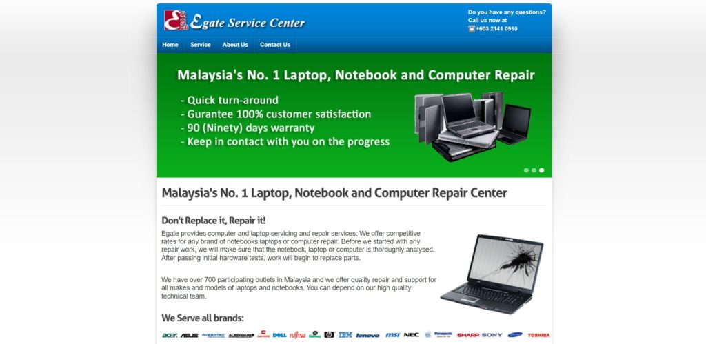 Egate Service Center Homepage