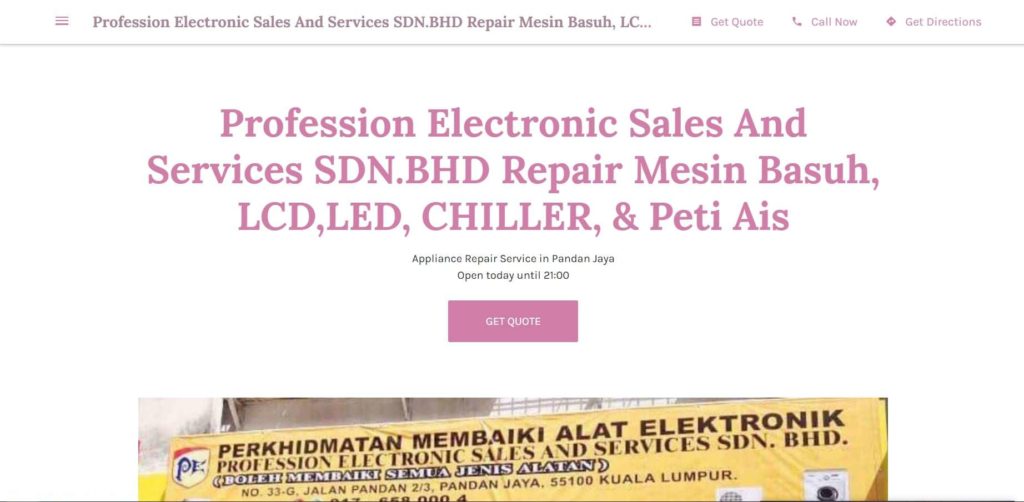 Profession Electronic Sales homepage