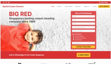 Big Red Carpet Cleaning's homepage