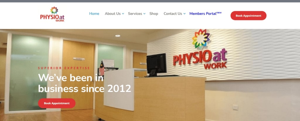 Physio At Work's homepage