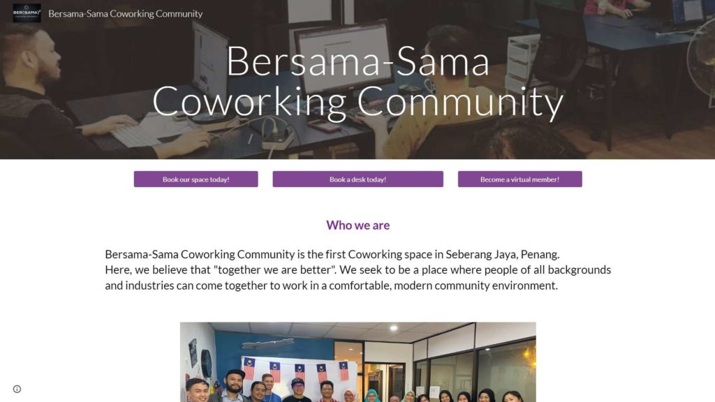 Bersama-Sama Coworking Community Homepage