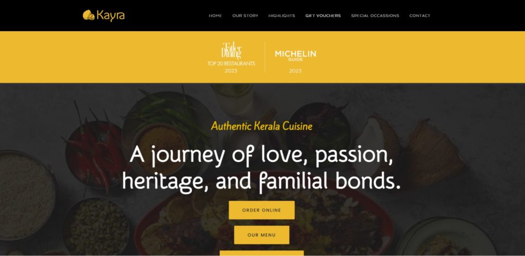 Kayra Authentic Kerala Cuisine's Homepage