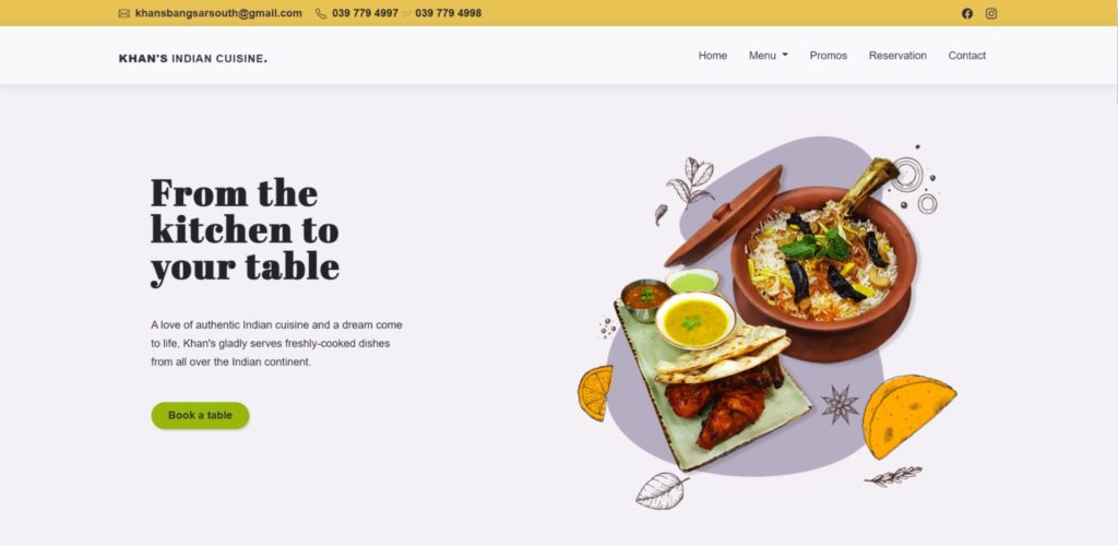 Khan's Indian Cuisine's Homepage