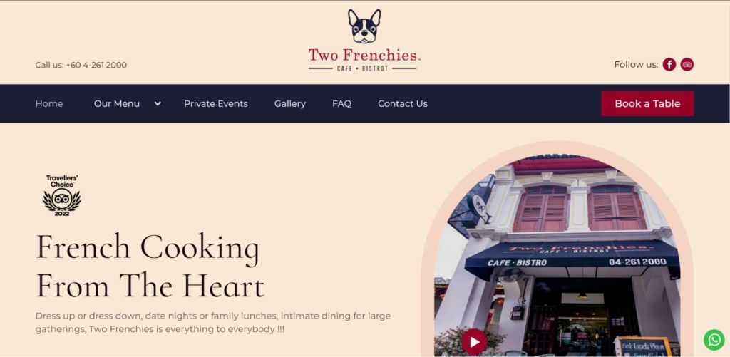 Two Frenchies Cafe Bistro's Homepage